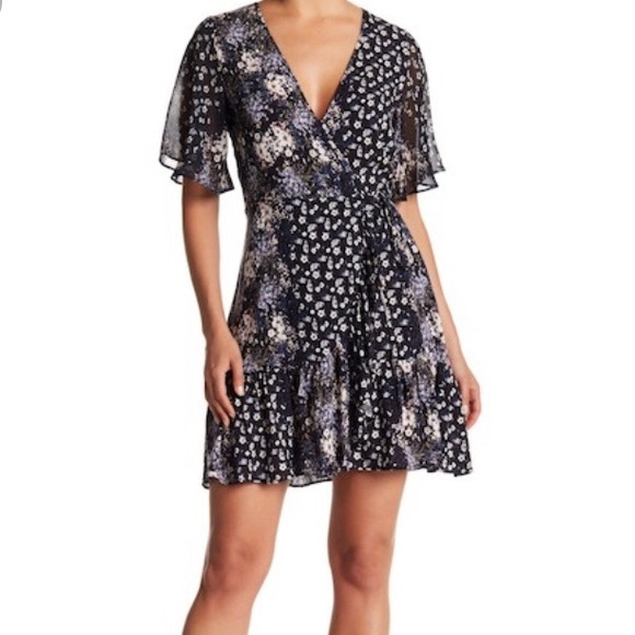 BCBG Floral V-Neck Wrap Top - Picture 1 of 3